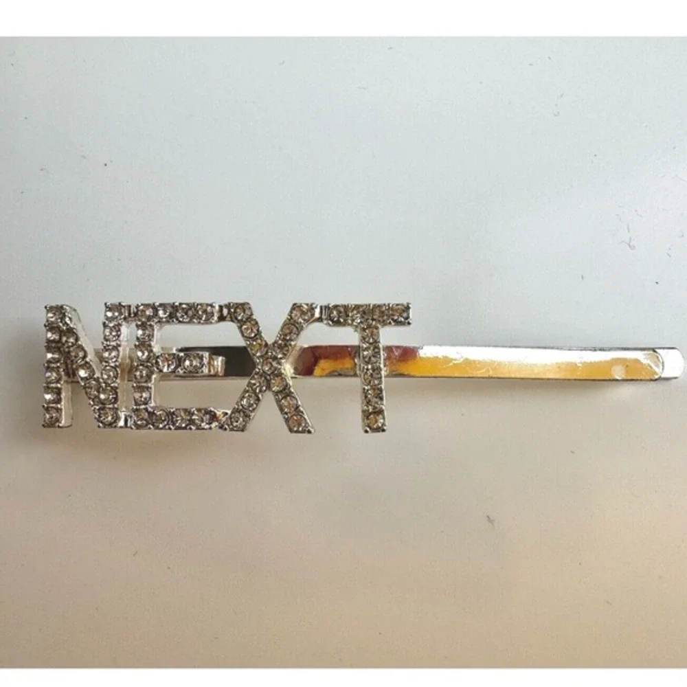 NEXT Rhinestone Hair Clip Silver Gold Tone Statement Hair‎ Accessory Y2K J-01
